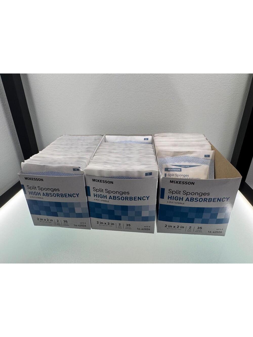 McKesson Split Sponges 2x2 Sterile High Absorbency 6-Ply Gauze Dressing 90 Pack